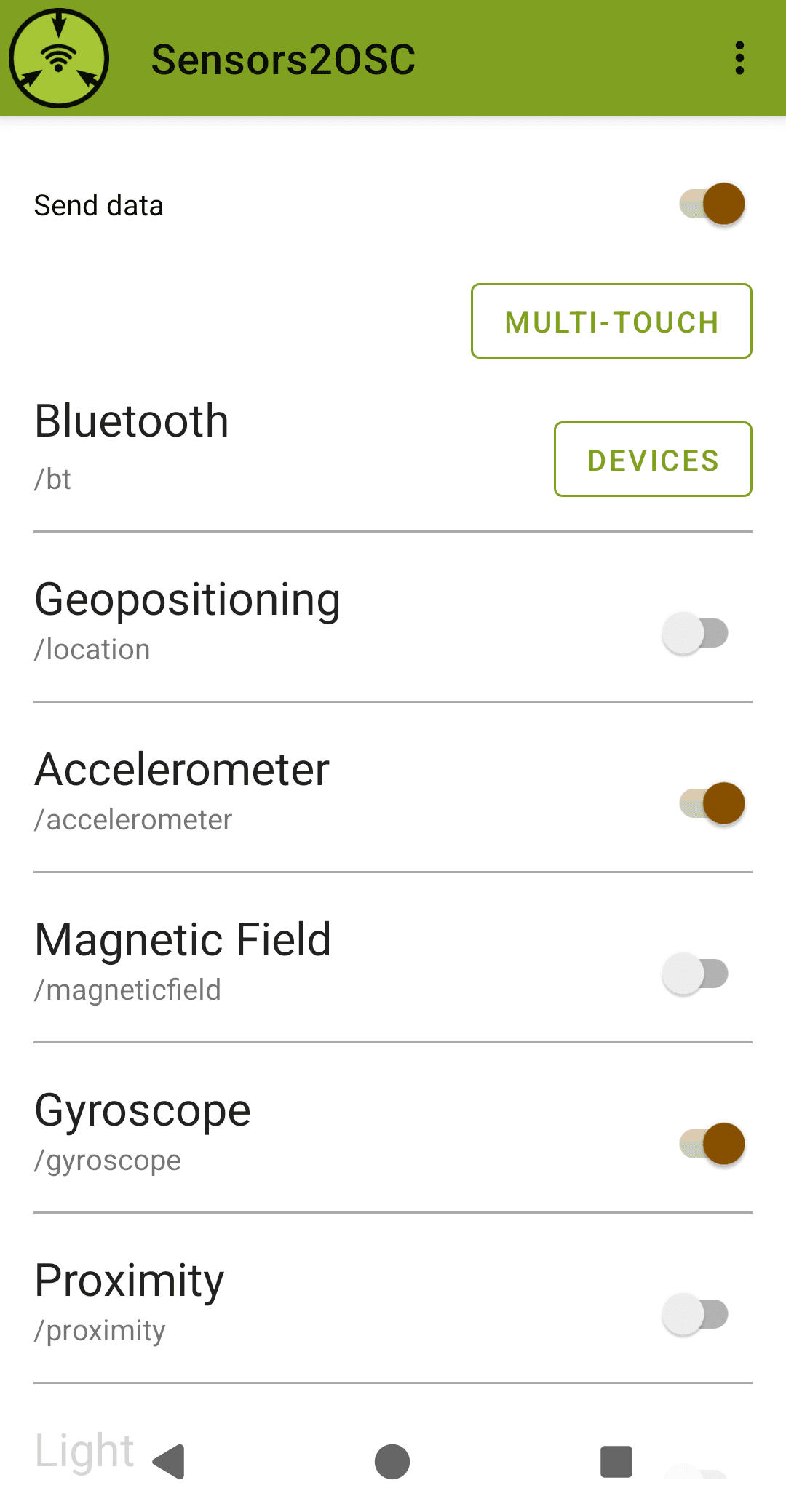 Скриншот 1 — Sensors2OSC