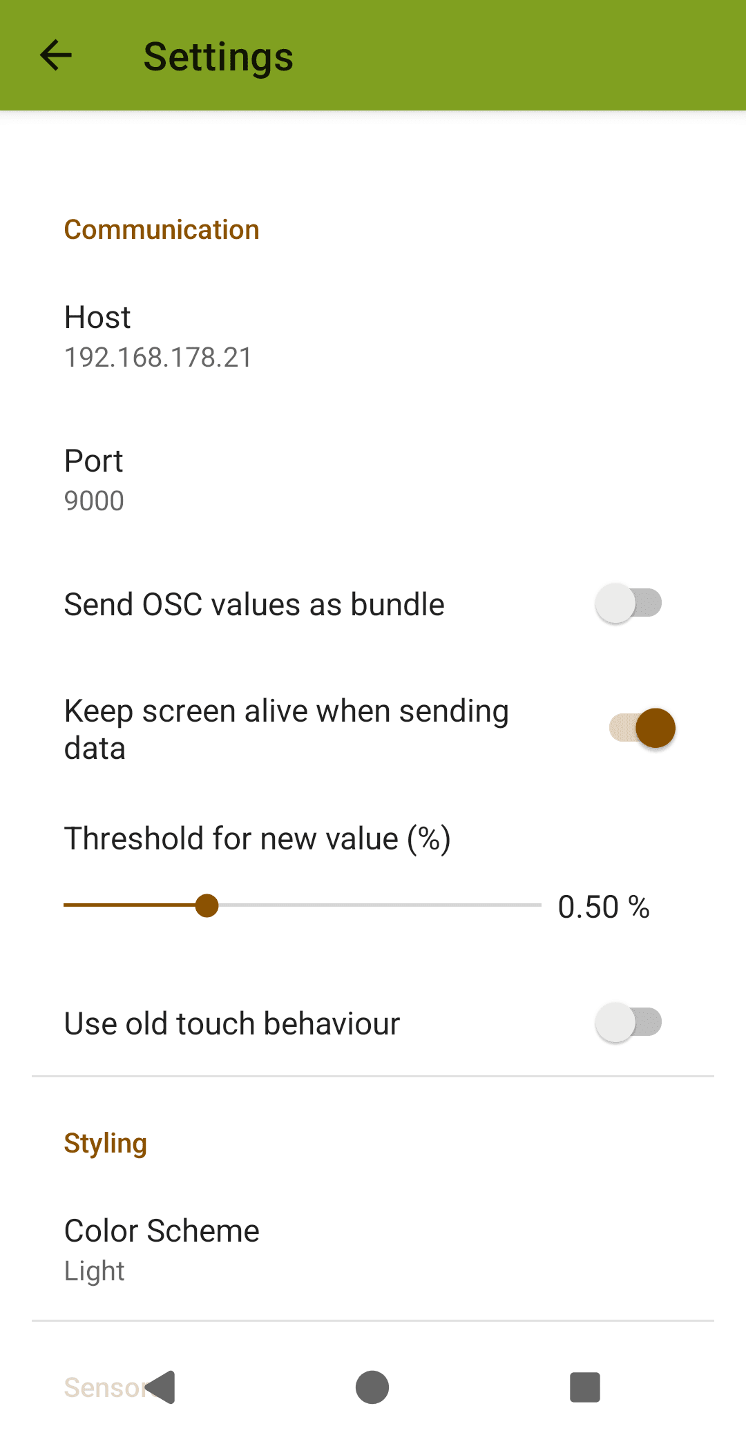 Скриншот 5 — Sensors2OSC