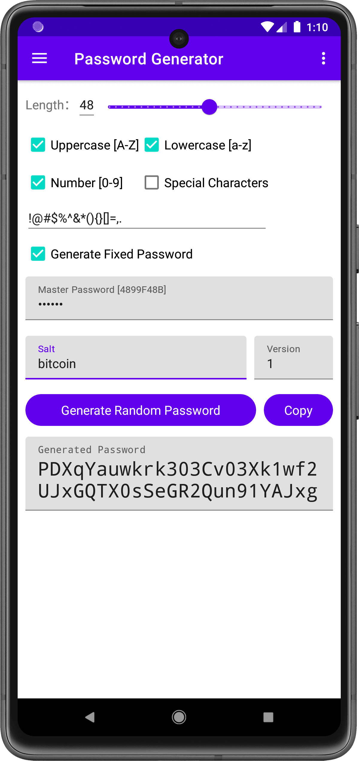 Скриншот 1 — Password Generator