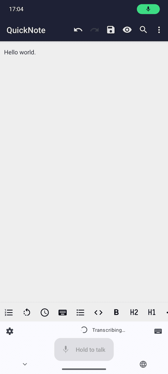 Скриншот 2 — Voxscribe - Offline Voice Input