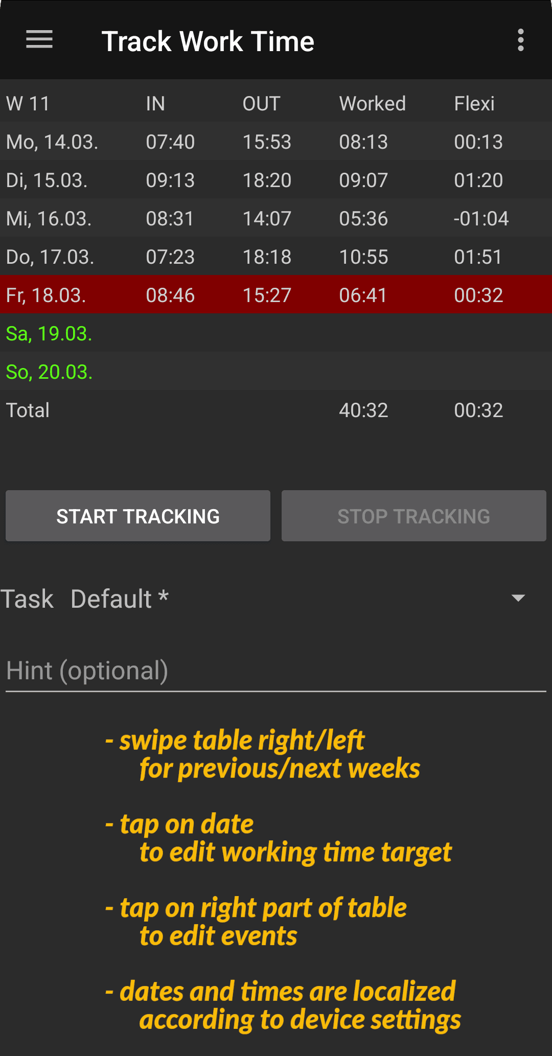 Скриншот 1 — Track Work Time