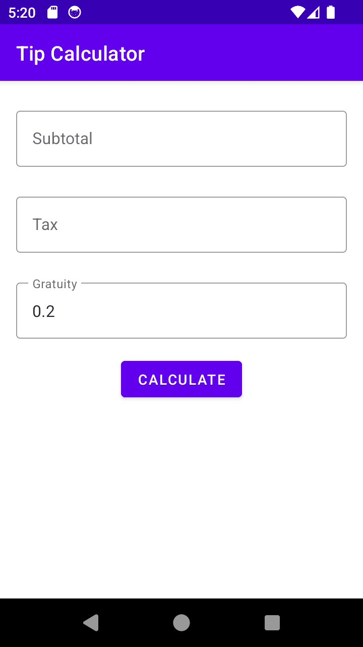 Скриншот 1 — Tip Calculator
