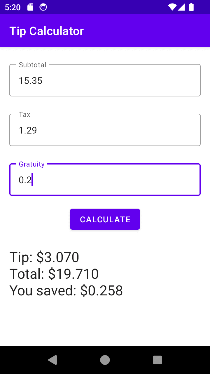 Скриншот 2 — Tip Calculator