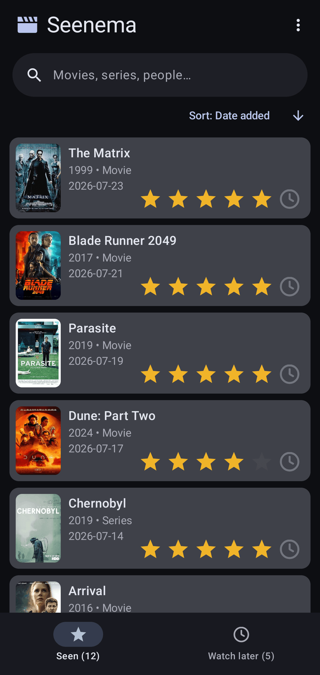 Скриншот 2 — Seenema: Movie Tracker