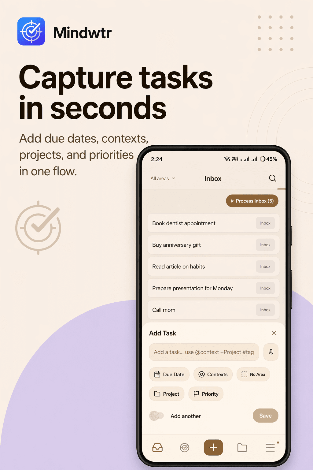 Скриншот 1 — Mindwtr - GTD Task Manager