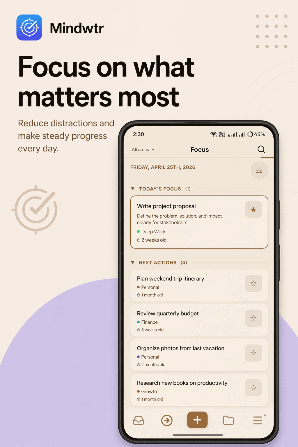 Скриншот 2 — Mindwtr - GTD Task Manager