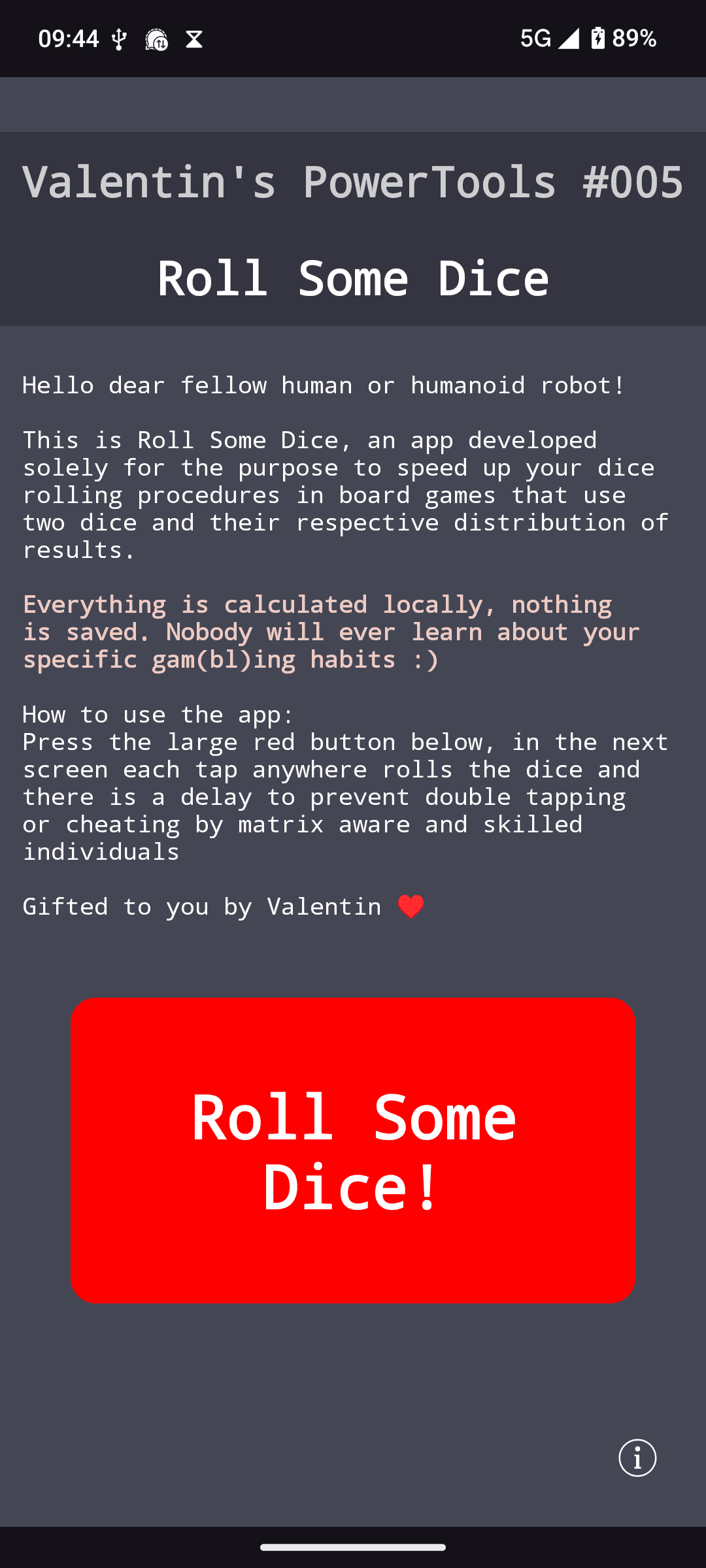 Скриншот 1 — Valentin's PowerTools #005 - Roll Some Dice