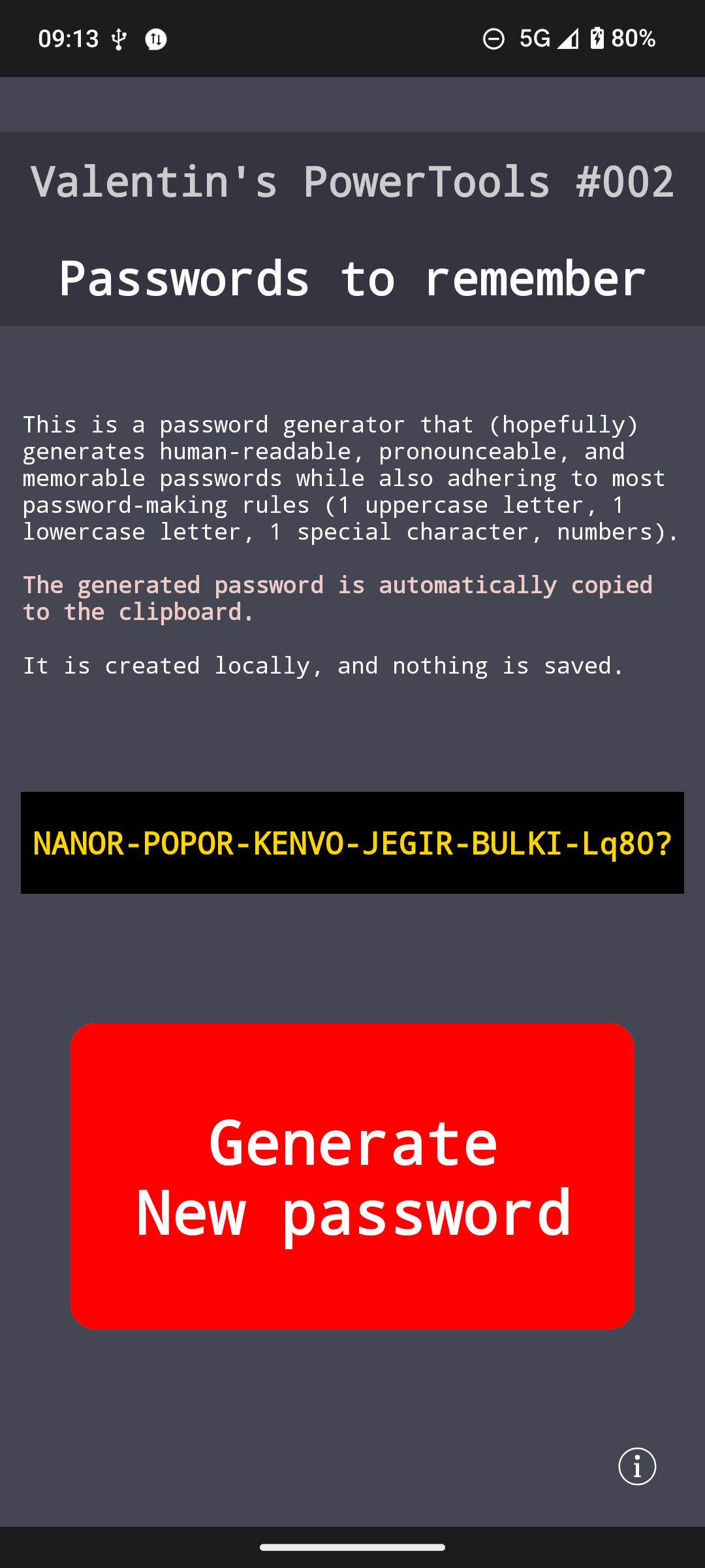Скриншот 1 — Valentin's PowerTools #002 - Passwords to remember