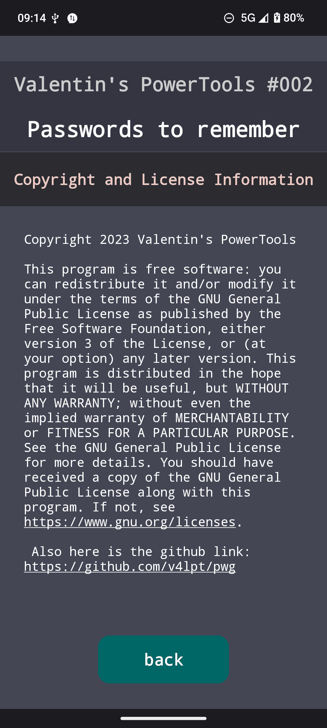 Скриншот 2 — Valentin's PowerTools #002 - Passwords to remember