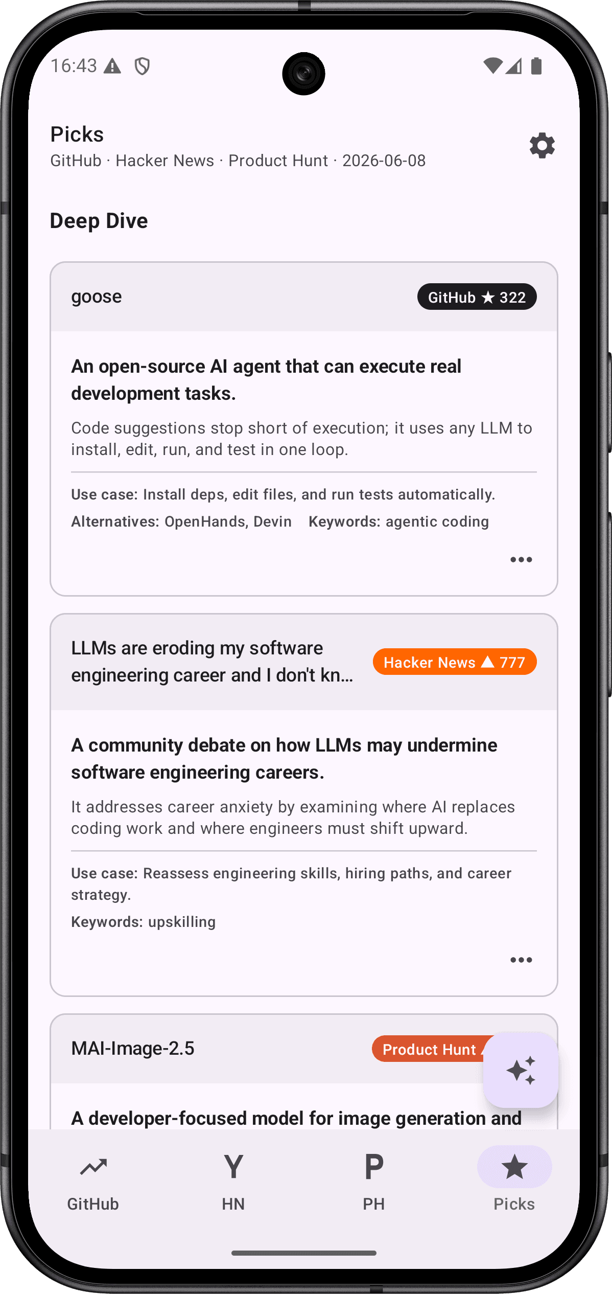 Скриншот 3 — GitHub Trending & Hacker News
