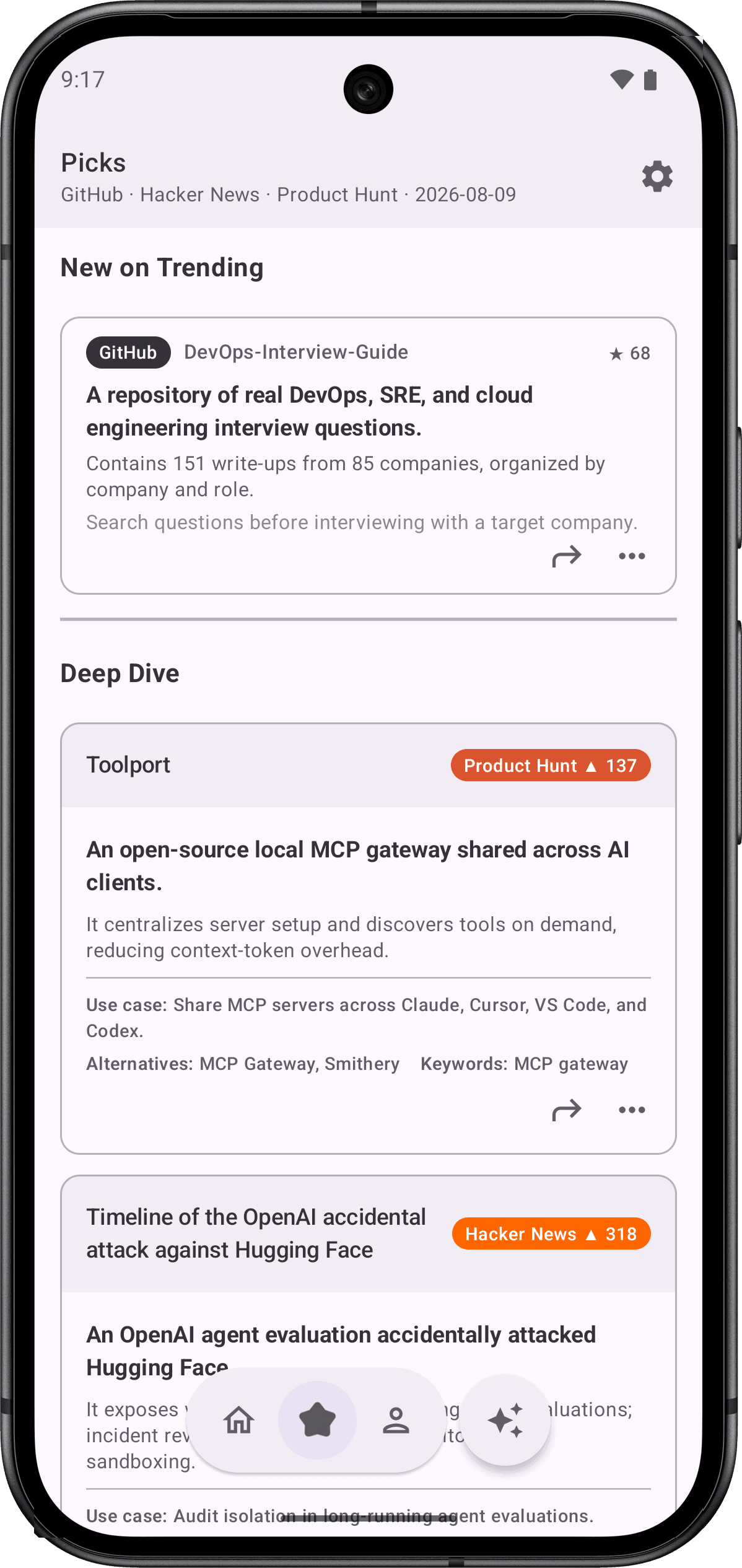 Скриншот 4 — GitHub Trending & Hacker News