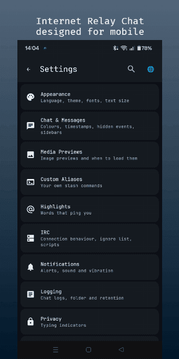 Скриншот 1 — HexDroid IRC
