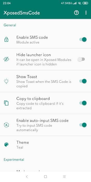Скриншот 2 — XposedSmsCode