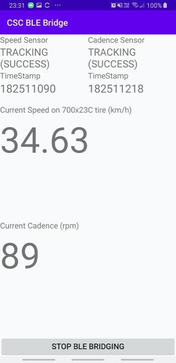 Скриншот 1 — CSC BLE Bridge