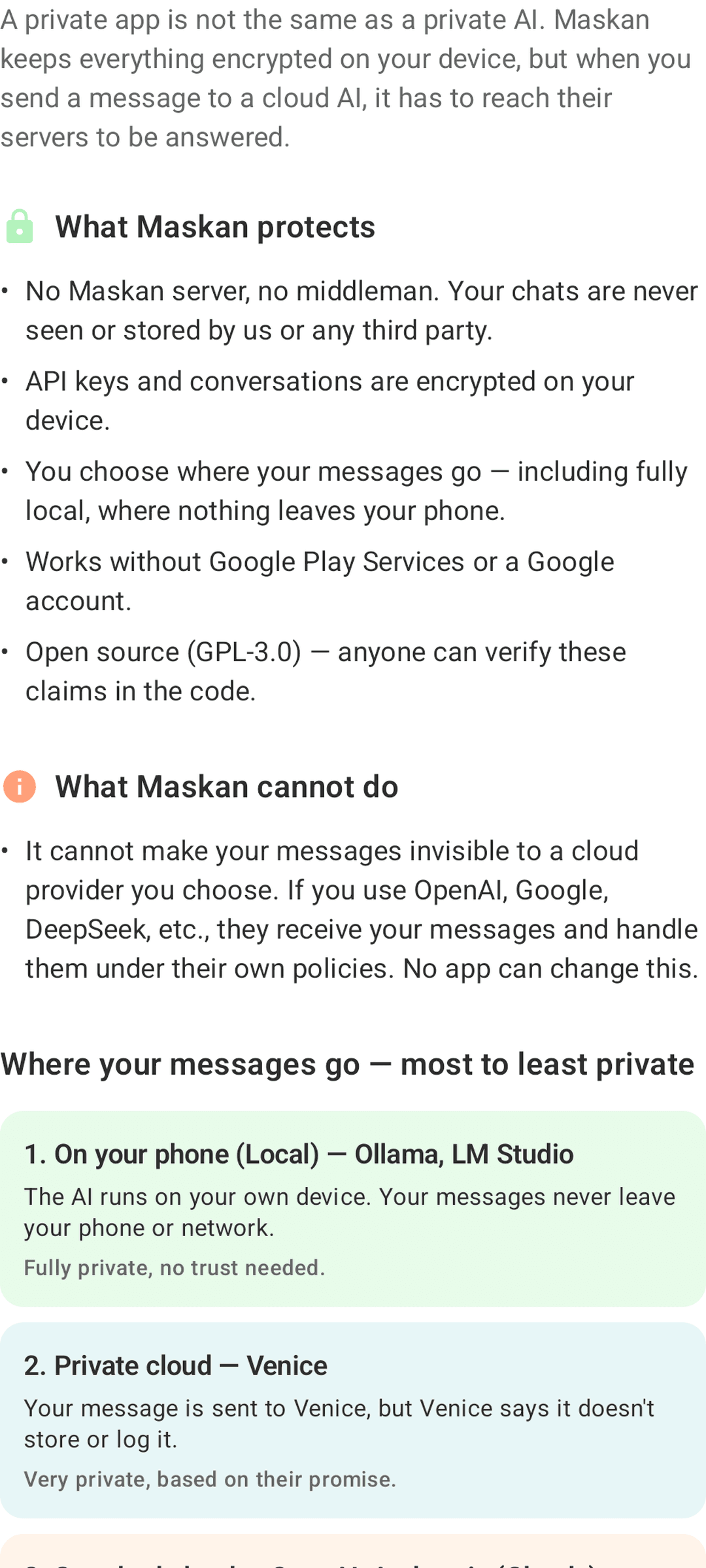 Скриншот 5 — Maskan — Private AI Chat