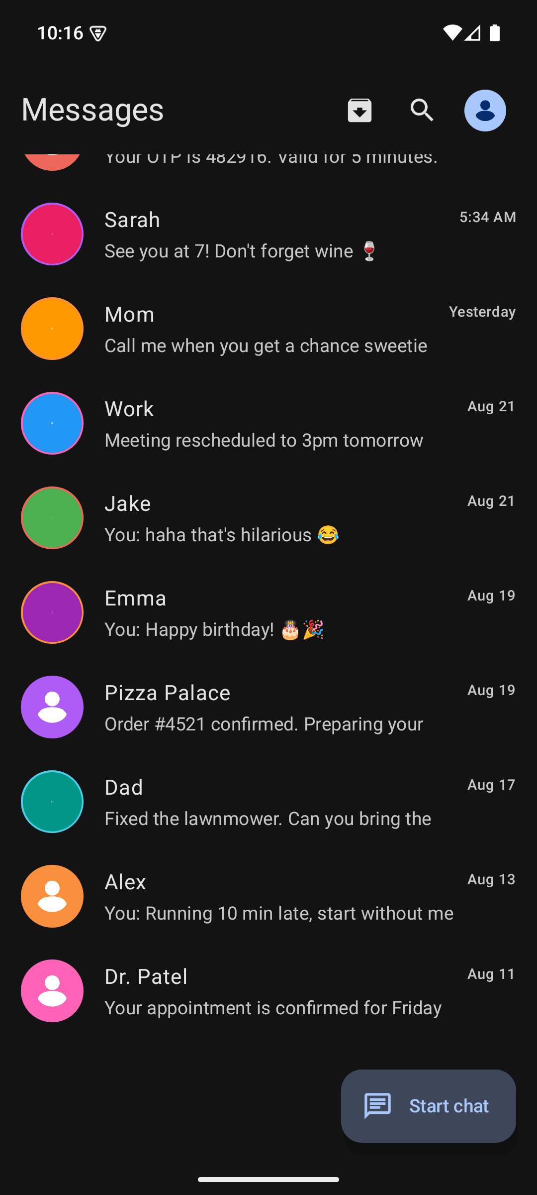 Скриншот 1 — Messages