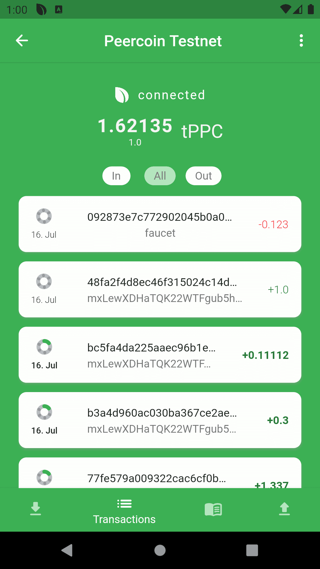 Скриншот 2 — Peercoin Wallet