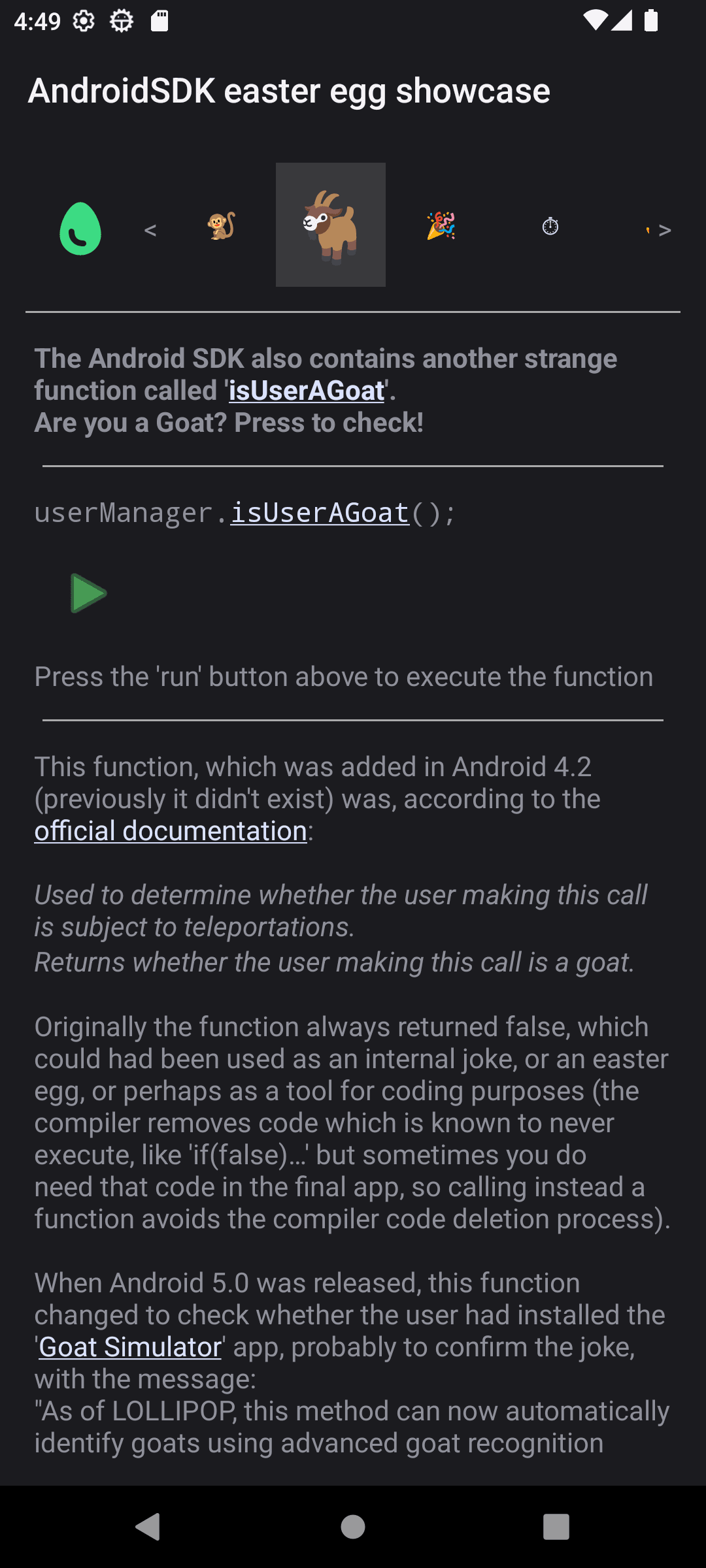 Скриншот 2 — AndroidSDK easter egg showcase