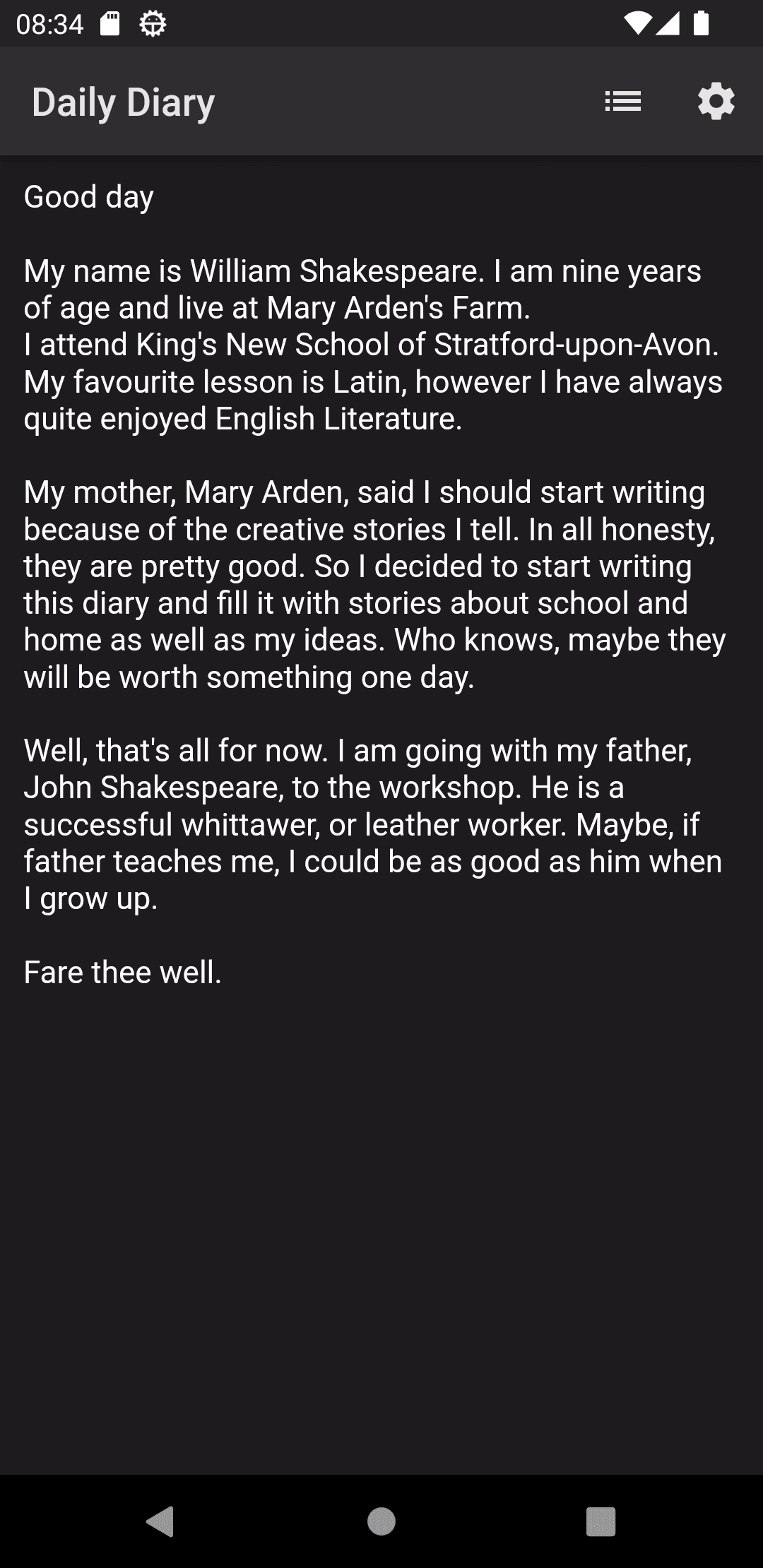 Скриншот 1 — Daily Diary