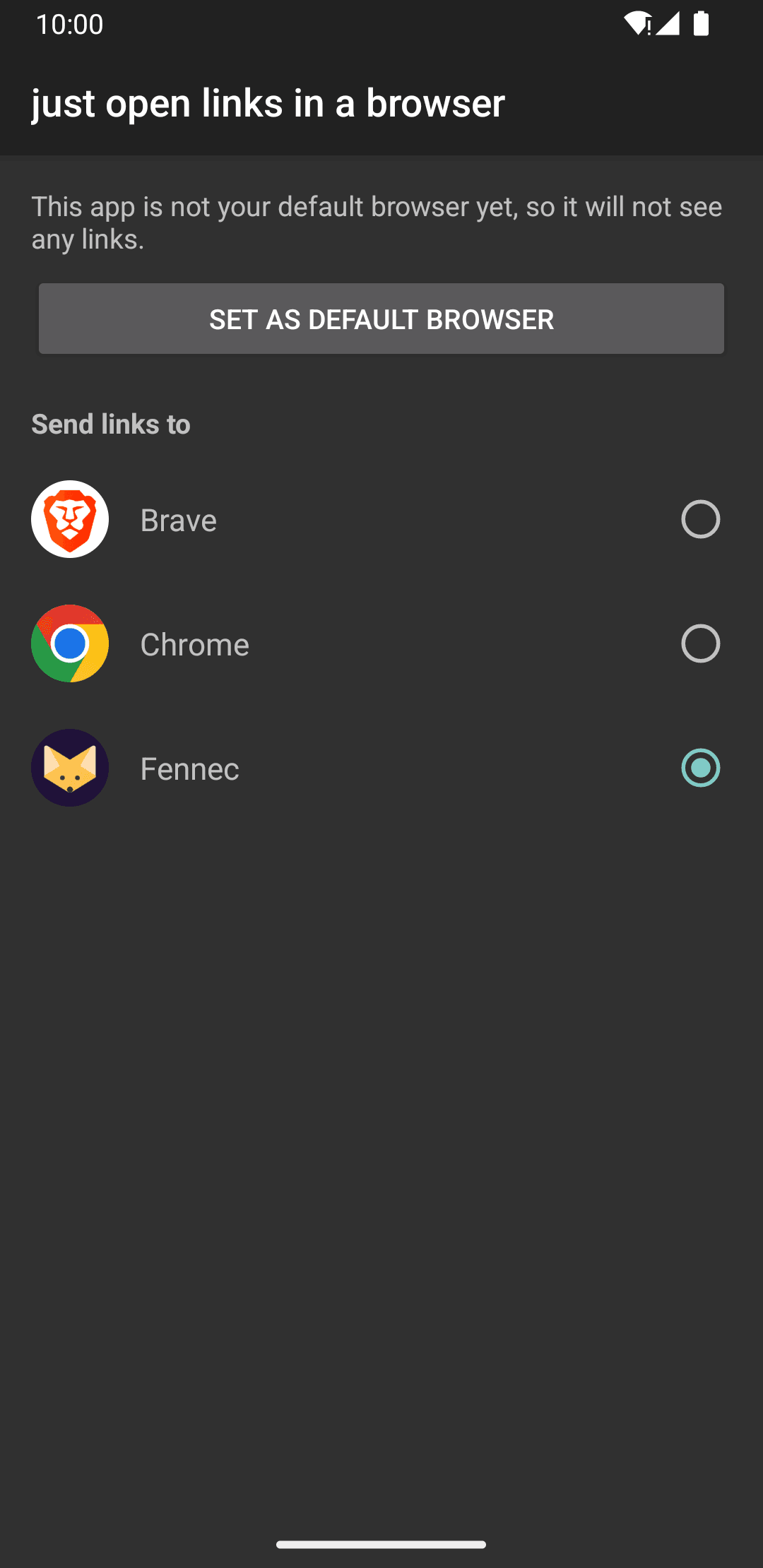 Скриншот 1 — just open links in a browser