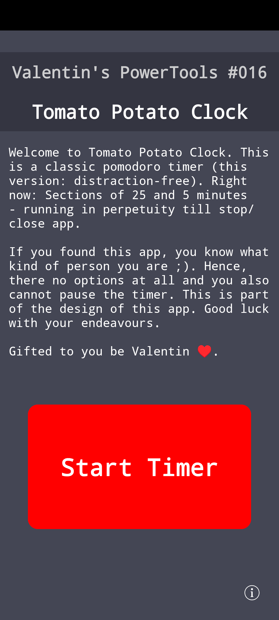 Скриншот 1 — Valentin's PowerTools #016 - Tomato Potato Clock